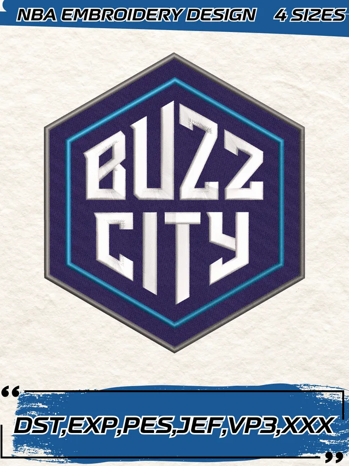 Charlotte Hornets Logo Embroidery Designs,NBA Logo Embroidery Files, Machine Embroidery Design File, 4 Sizes,Digital Download