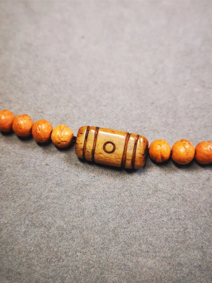 Gandhanra Yak Bone Carved Tibetan Mala Spacer Beads,2 Eyes Dzi Marker Beads for Prayer Beads Necklace Accessories,0.98" × 0.5"