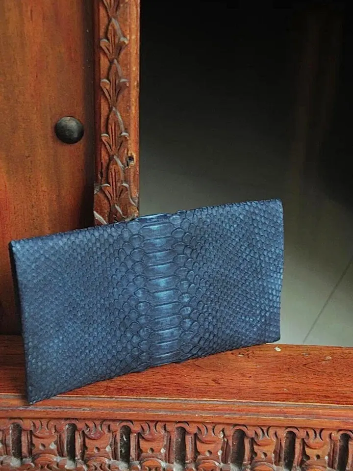 Genuine python skin blue jeans clutch handmade, classy elegant leather clutch, bag free shipping, clutch leathe, small clutch snakeskin