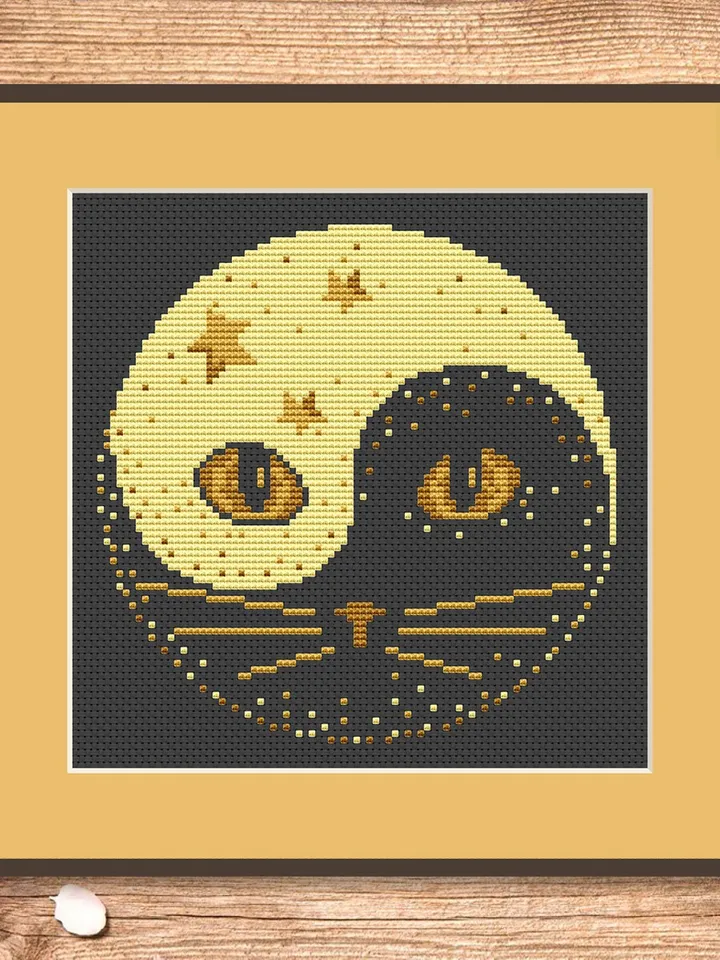 Yin and Yang Cat Cross Stitch Pattern, Cat Cross Stitch Pattern, Embroidery Yin and Yang, Animal Cross Stitch Pattern,Modern Pattern #cat002