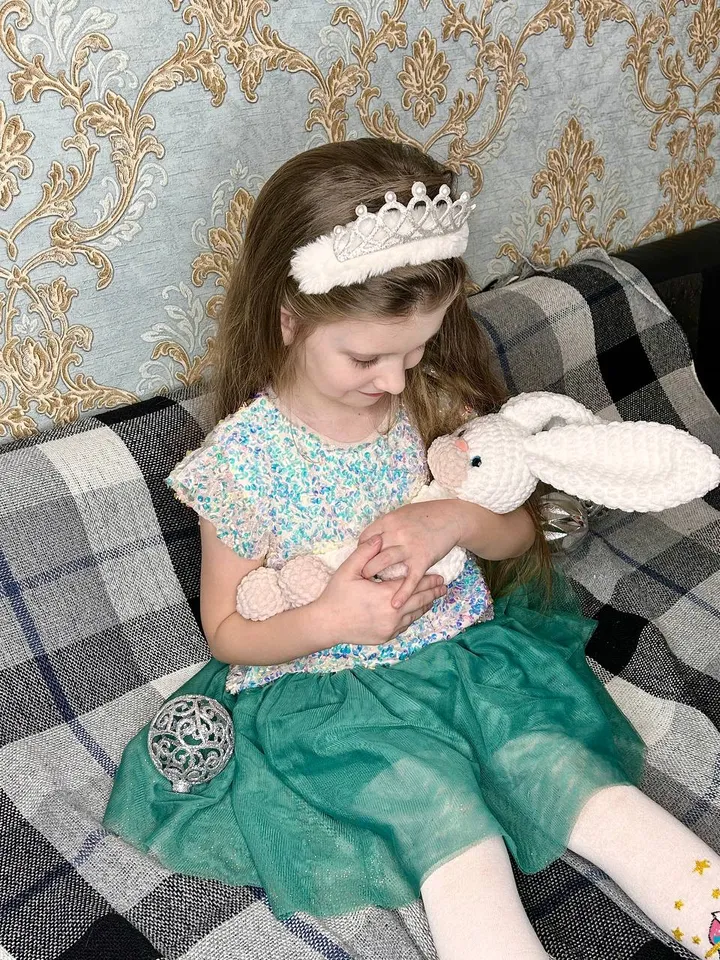 Bunny baby lovey Crochet bunny snuggler Handmade bunny plushie Cuddle toy for kids
