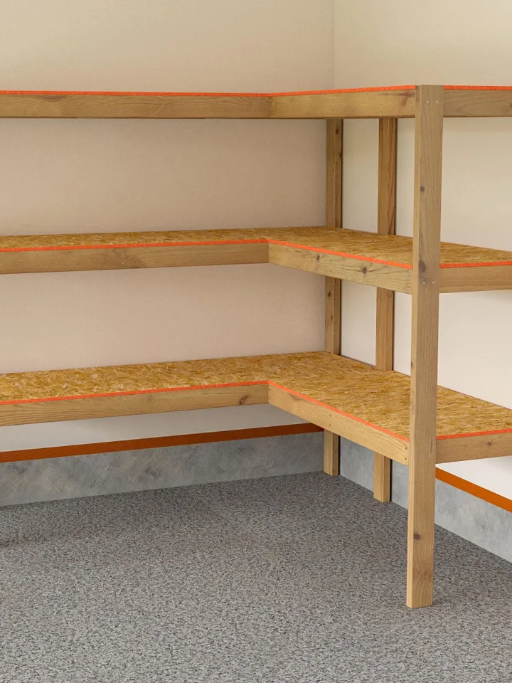DIY L-Shaped Garage Shelves Plans, PDF