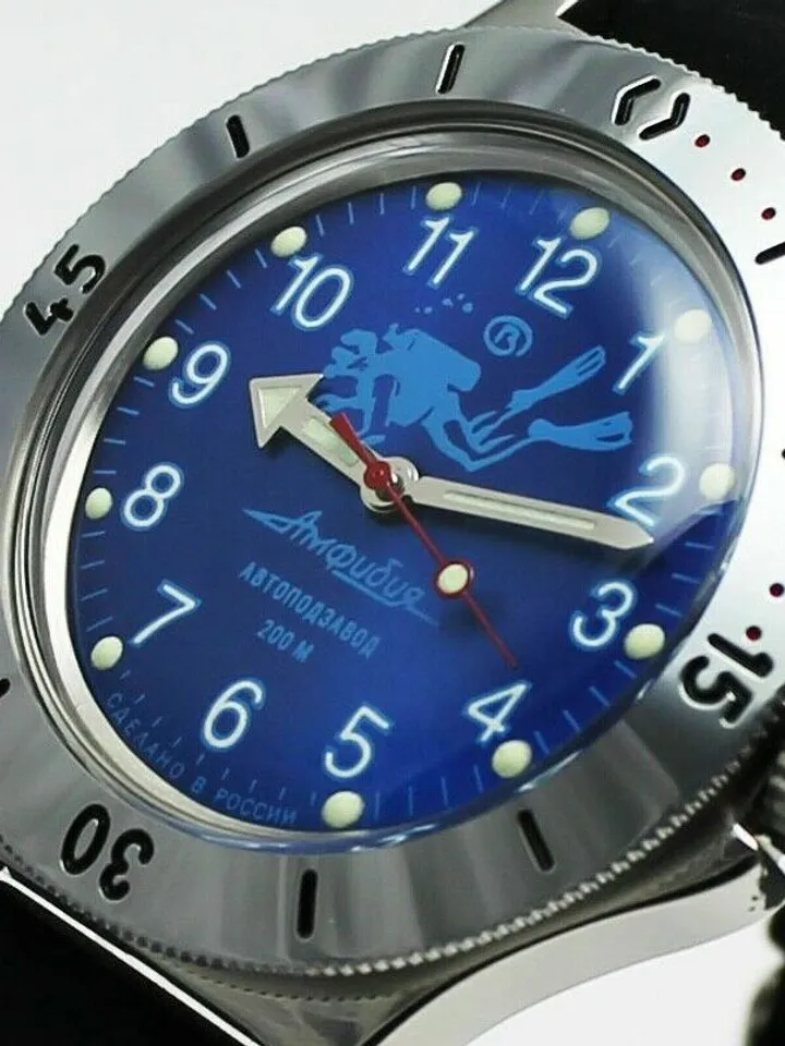 Vostok Amphibia 120656 Watch Scuba Dude Diver Metal Bracelet