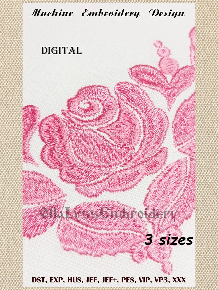Rose corner embroidery design