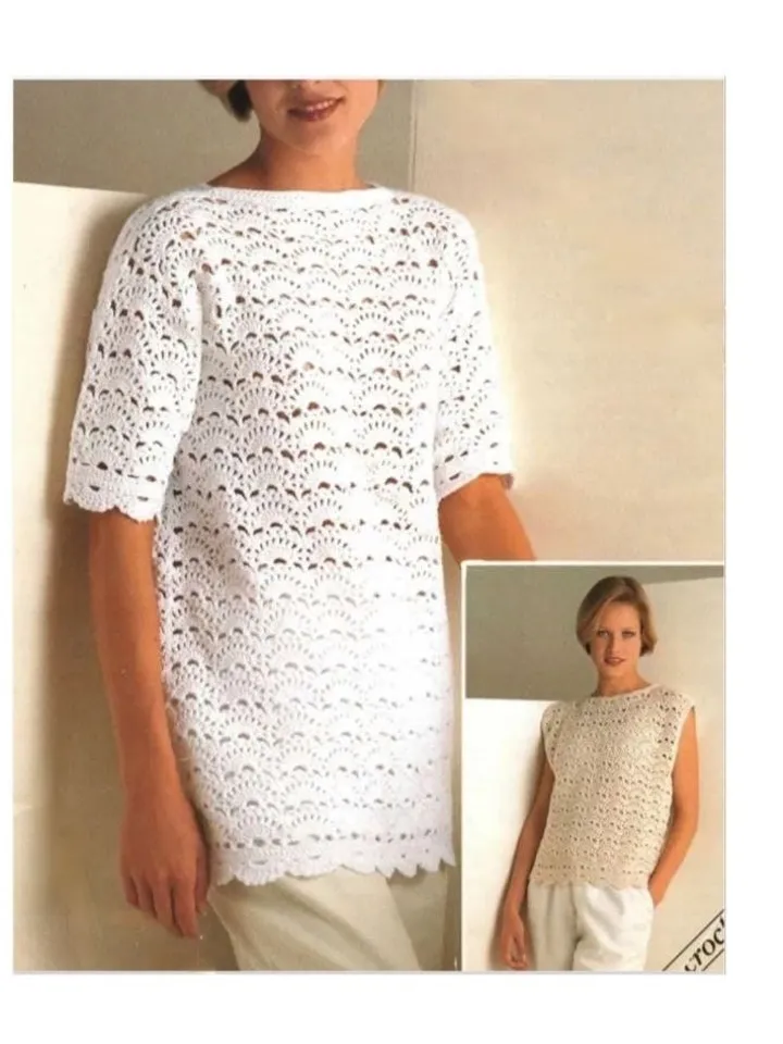 Top crochet pattern, top short sleeve crochet pattern, top sleeveless crochet pattern pdf instant download