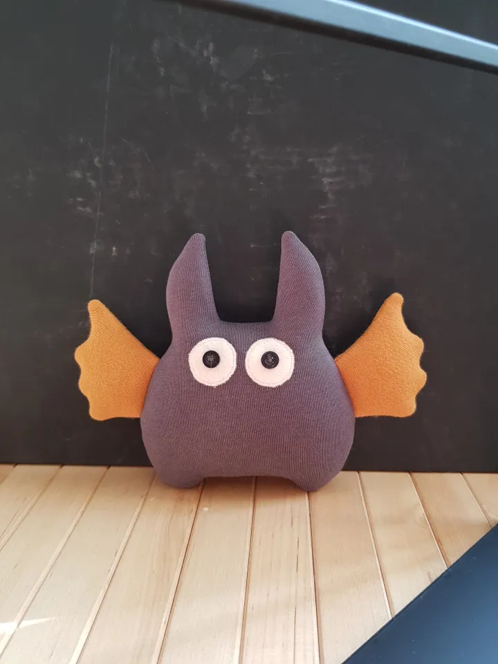 Halloween doll pattern PDF for sewing bat, digital tutorial in English, rag doll diy