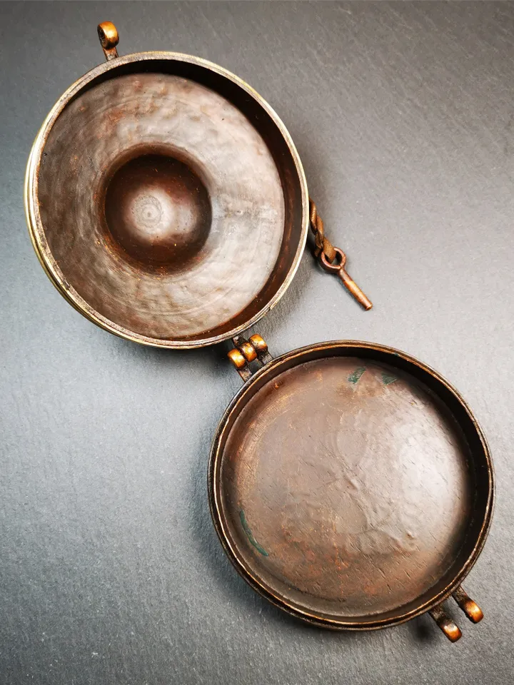 Gandhanra 8.5cm/10.5cm Copper Case,Mandala Pattern, fit for Tibetan Cymbals, Tingsha Bell,Handmade in Nepal