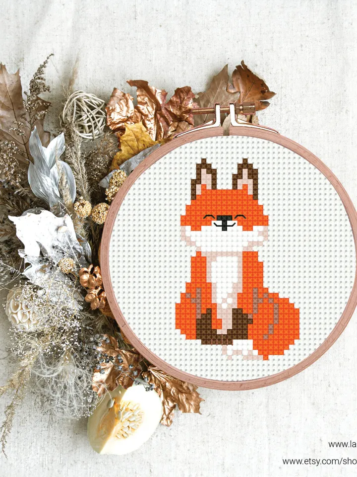 Bundle 6 mini foxes Cross stitch pattern, tiny animal, Nature, animals, beginner counted, modern chart, gift DIY, embroidery, instant PDF