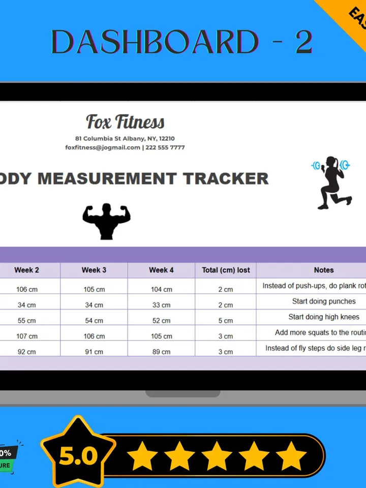 Body Measurement Tracker Template, Editable Google Sheets Digital Download, Fitness Progress Tracker, Easy-to-Use Workout Planner