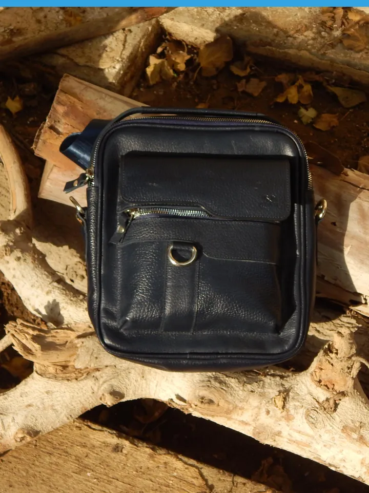 Leather Shoulder Bag, Handmade Crossbody Bag, Everyday Durable Bag, Zippered shoulder bag, Mens purse with a flap, Unique Gift for Him
