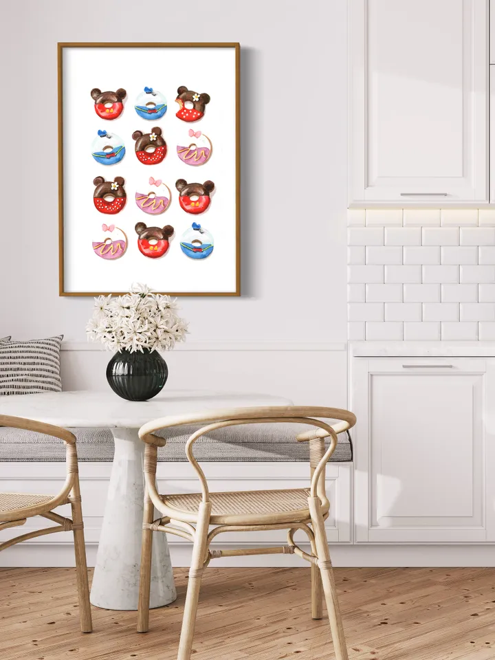 Donut Art Print, Watercolor Painting, Gift For Child,Children Room Print, Candy Sweet, Donut Shop,Cute Donut Wall Art, Children Room Print