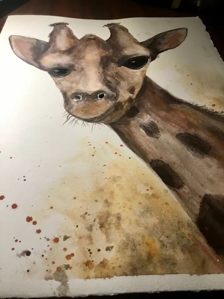 Giraffe original watercolour painting on watercolour paper,kid s room decoration,animals wall art,gift.