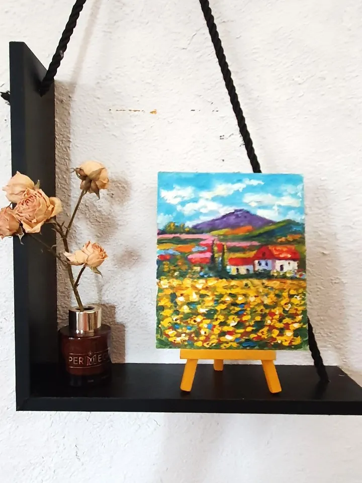 Oil painting Field of sunflowersTuscany Italy