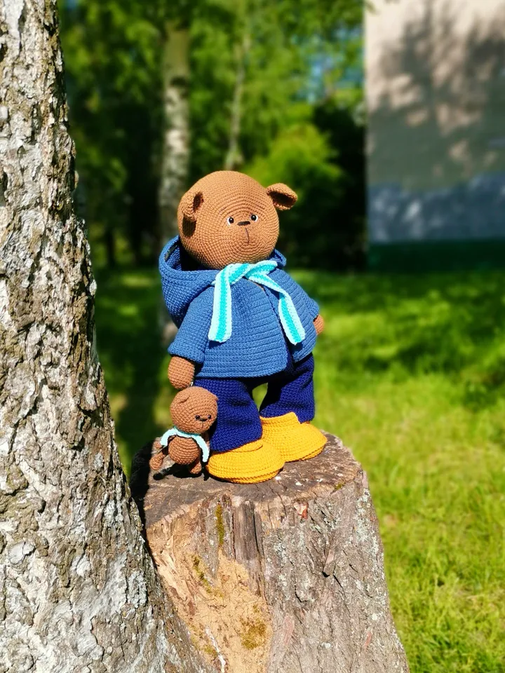 Crochet pattern teddy bear and crochet pattern clothes for bear 2 PDF files in English