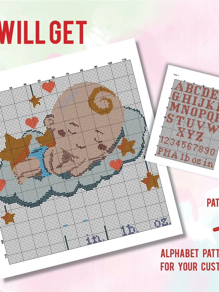Baby Shower Boy Girl and Alphabet Cross stitch pattern | Embroidery Pattern | Instant Download | Embroidery Designs
