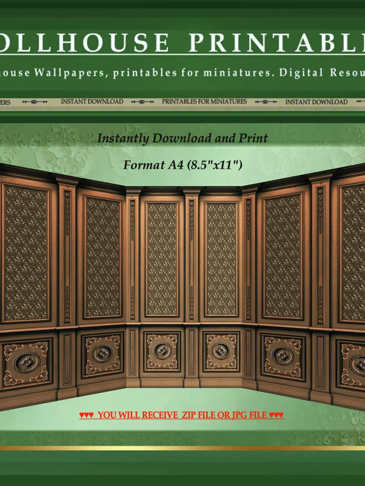 Wallpapers- Set 7-v6 | Printables for Dollhouses and Unique Miniature Projects | Digital Downloads | in Scale 1/12th