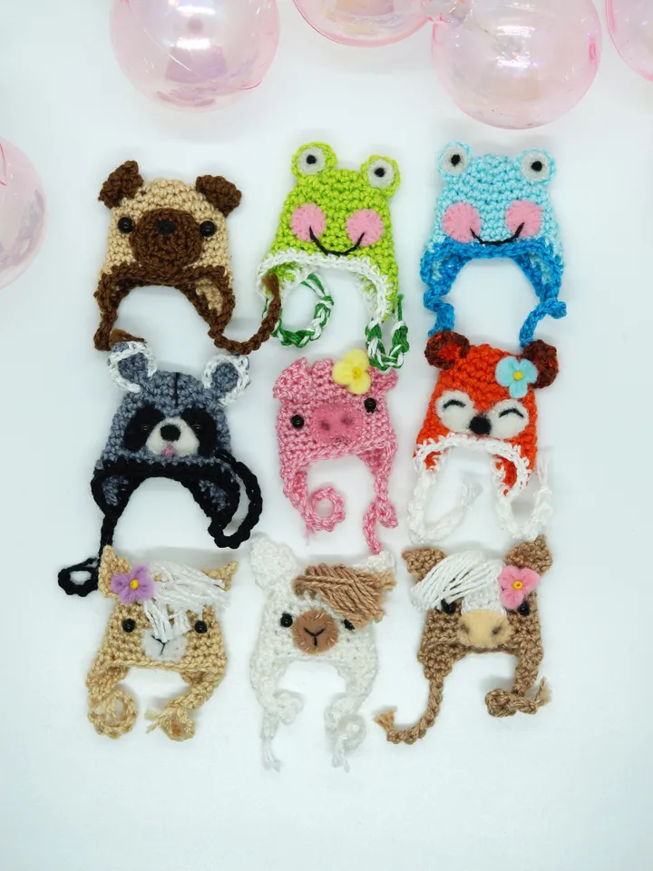 Miniature crochet hat for your toy, doll hat, will fit mice, raccoons and foxes from my shop, animal hat, cute hat, made to order