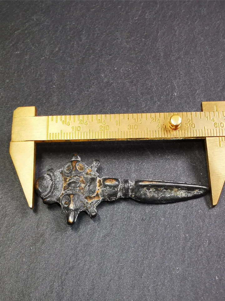 Gandhanra Antique Tibetan Amulet Necklace,Cross Vajra Phurba,Kila(Dorje Phurba) ,Made of Thokcha,70 Years Old,2.36"