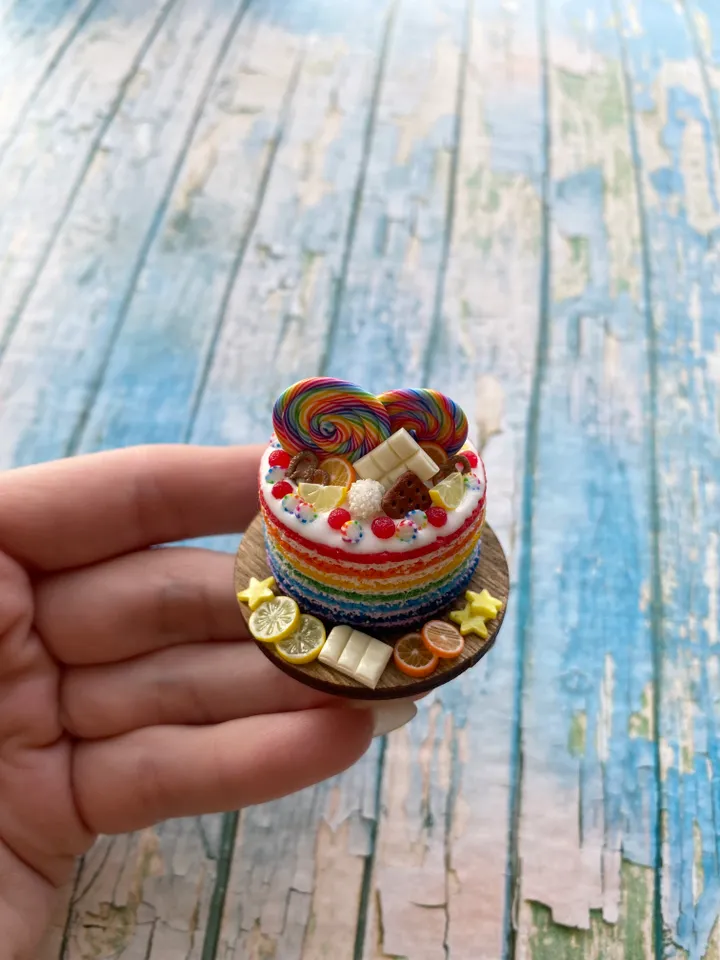 Miniature Rainbow Cake Dollhouse Sweet Candy