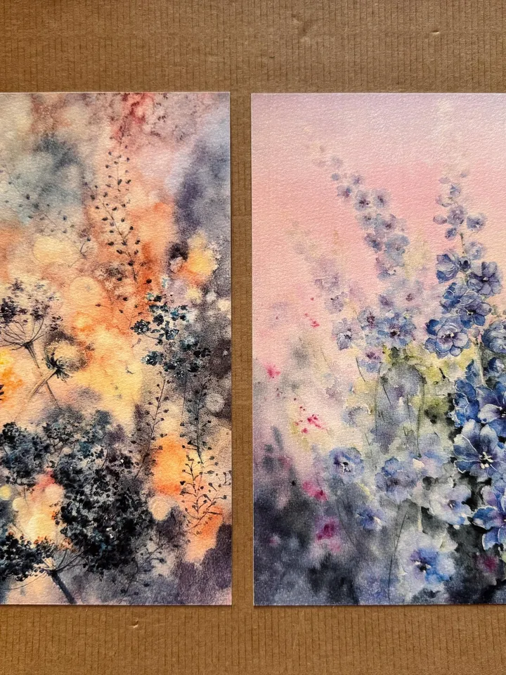 Wildflowers Painting Set of 2 Prints Flowers Watercolor Wall Art Floral Prints Flower Poster