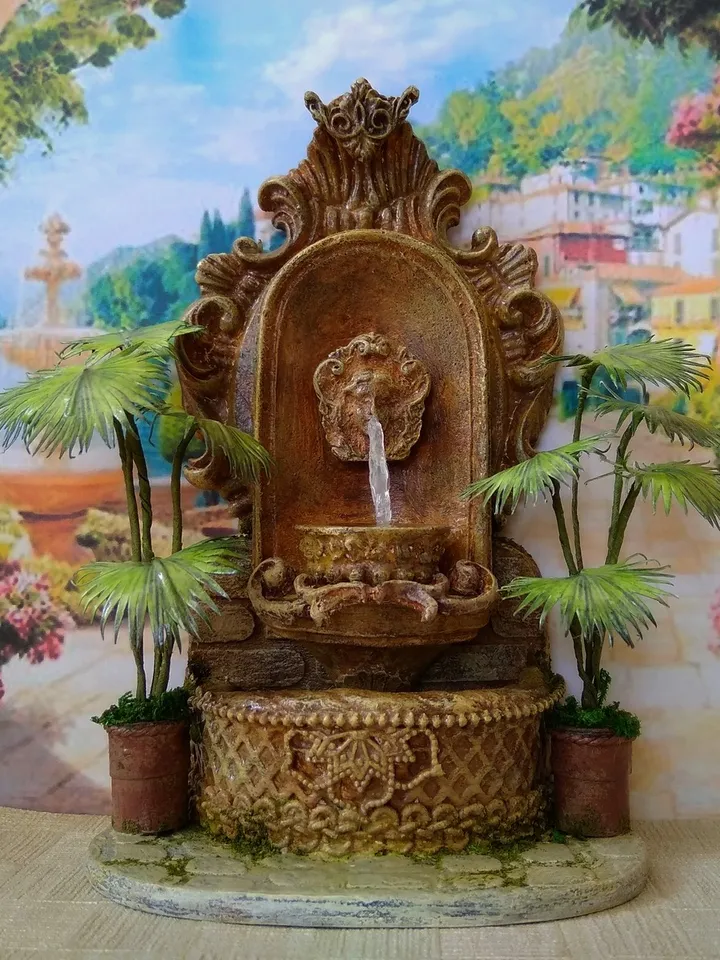 Miniature fountain. Fountain for the collection of dolls.1:12 scale.