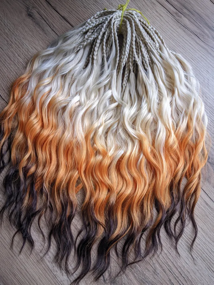 BRUSHABLE Curls Temporary Braids Waves extensions Blonde fox set yellow blonde orange brown braids Festival Boho hairstyle
