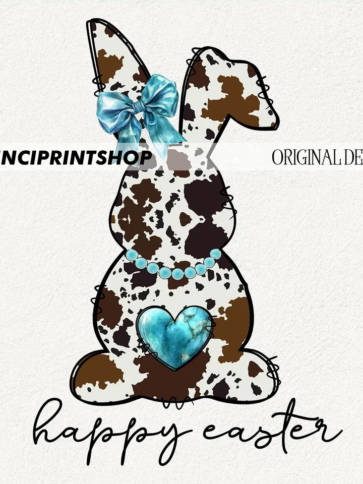 Cowhide print Easter bunny png, Easter png, Happy Easter png, Cow Print Bunny png, Girls Easter png, Easter Clipart, Easter Rabbit, png file