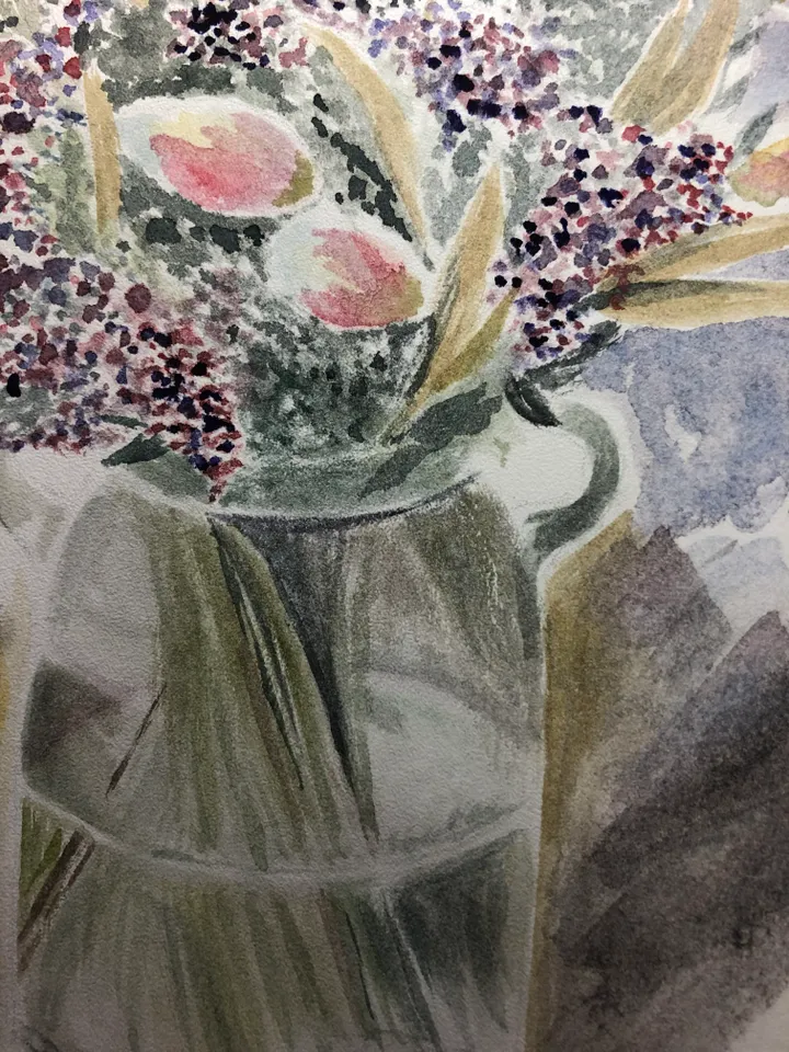 Pink tulips in vase original watercolour painting wall art flowers modern painting hand painted paper size 7x9 inches