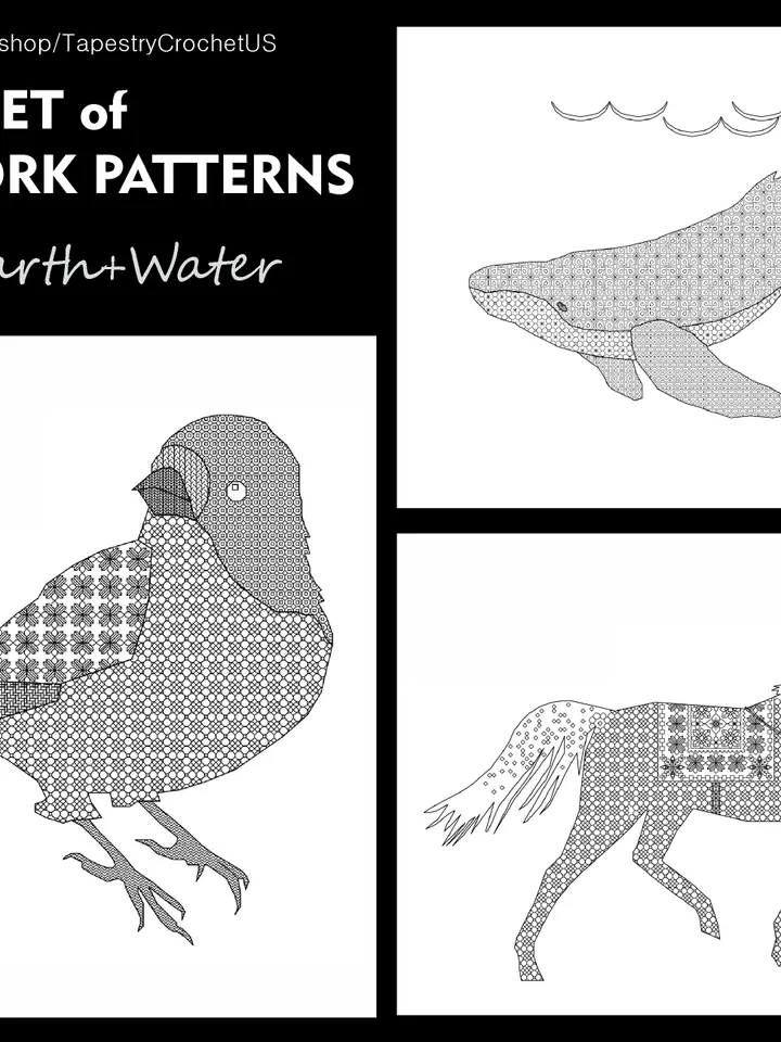 Set of Blackwork patterns - Sky&Earth&Water - Cross Stitch Pattern - Embroidery Sampler - Carpet Cross Stitch