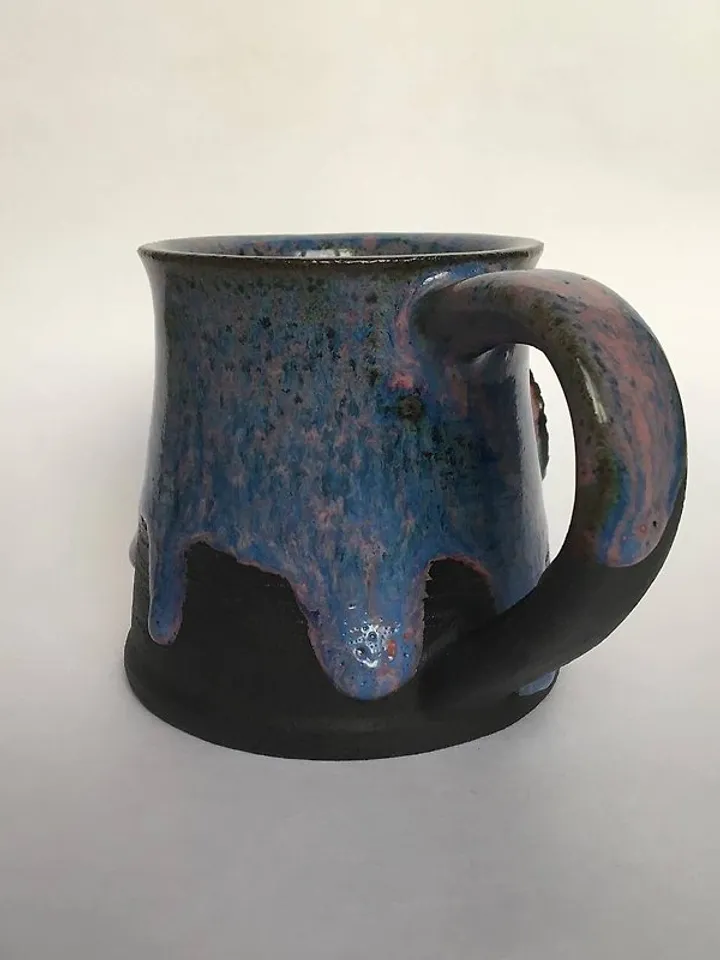 Valknut black, blue and pink violet stoneware mug