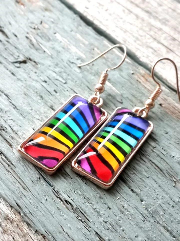 Rainbow Earrings, Bright Earrings, Gay Pride Flag Earrings