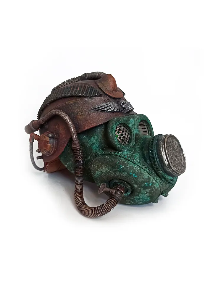 Exclusive helmet in post-apocalyptic steampunk cyberpunk styles