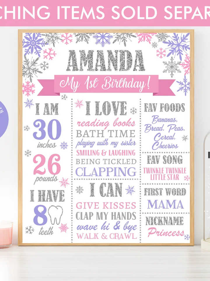 Winter Onederland Birthday Girl Invitation 1st Birthday Invitation, Winter Wonderland Birthday Invitation, Pink Purple Silver Snowflake