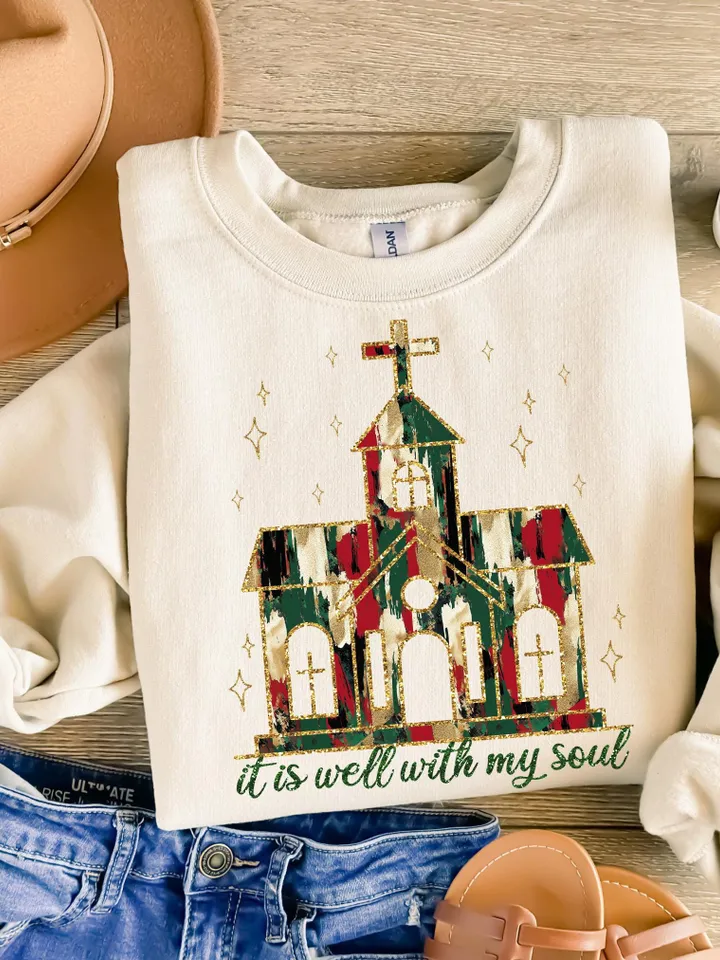 Church PNG It Is Well With My Soul PNG Christian Shirt Sublimation Design Christian Christmas Religious PNG Scriptures Christmas Png