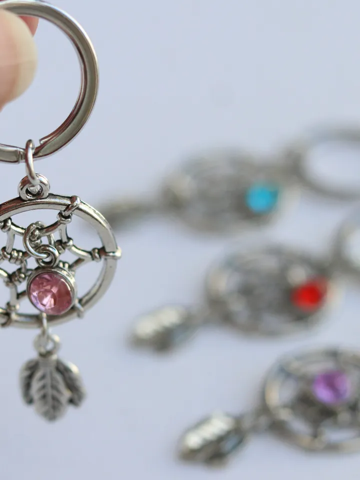 Dreamcatcher keychain spiritual keyring protection gift small metal dream catcher boho key charm