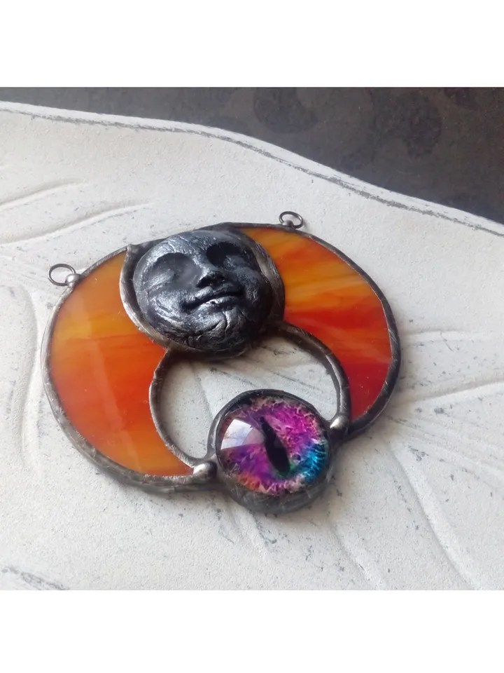 Moon crescent necklace, blood moon necklace, black lilith, soldered crescent, Halloween moon, witchy aesthetic