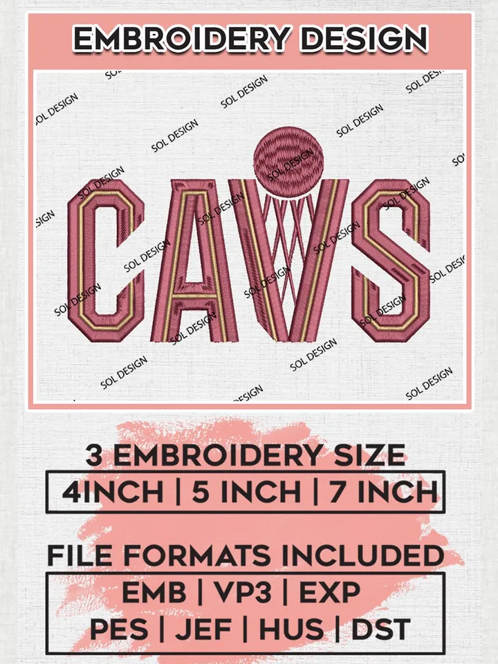 NBA Cleveland Cavaliers Machine Embroidery Designs, NBA Cavaliers Embroidery Design Files, NBA Logo Machine Embroidery, NBA Embroidery Design, Digital Download