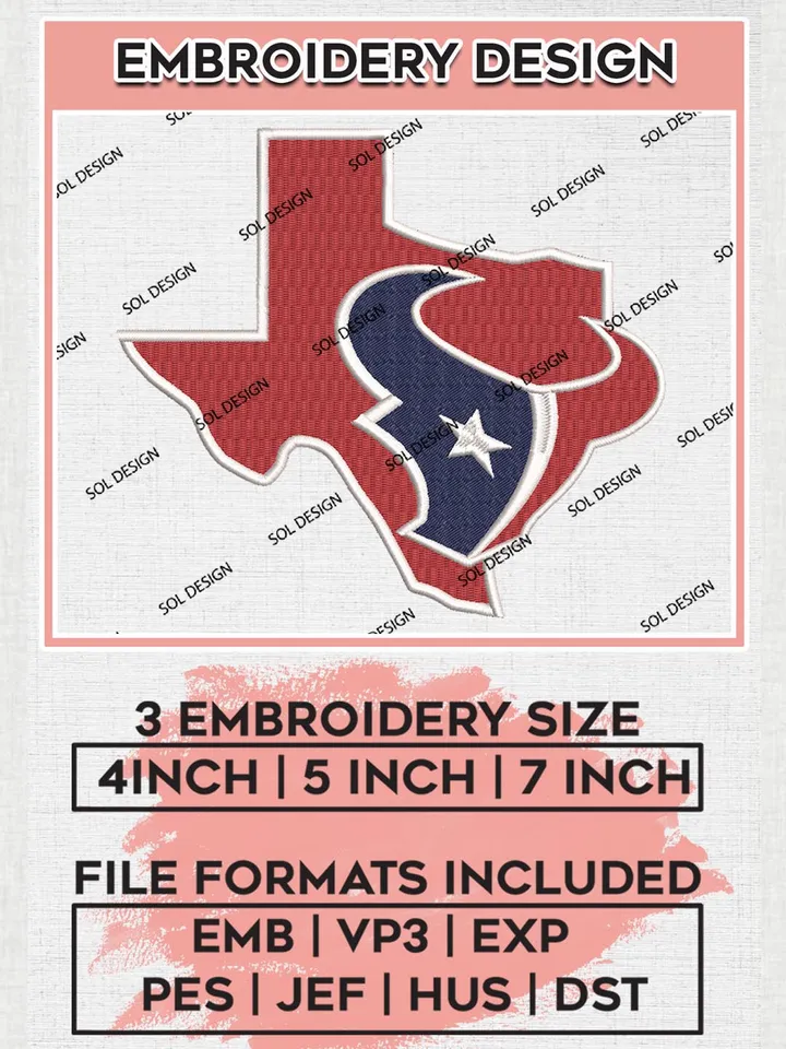 NFL Houston Texans Maps Embroidery Designs, NFL Texans, NFL Embroidery Designs, NFL Houston Texans Machine Embroidery Design, Digital Download