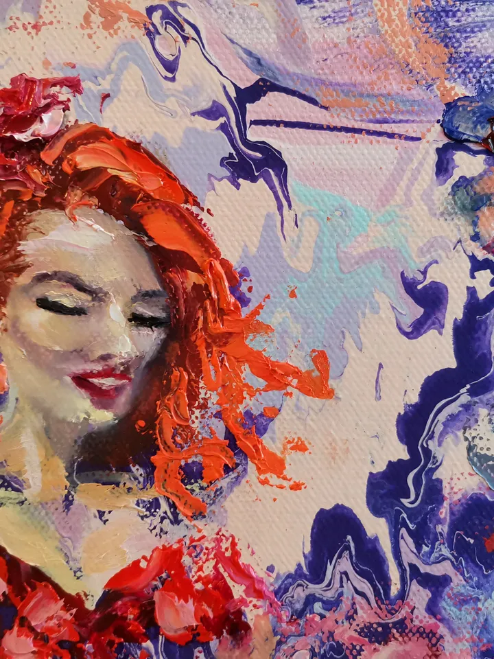 Girl Love Dance Abstraction Painting Original Art Canvas Artist Svinar Oksana
