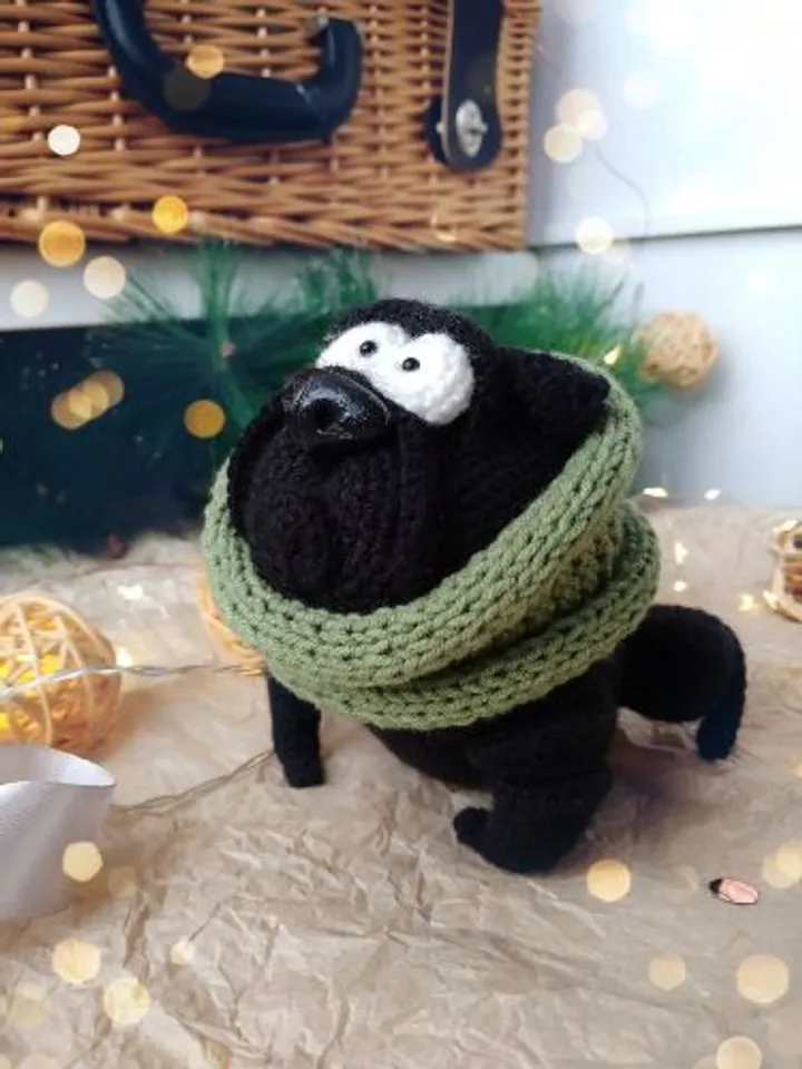 Black pug stuffed toy/ Best original gift for dog lover/ Big soft pug toy for home decor and gift