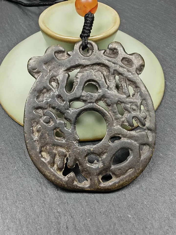Vintage Dragon Prayer Wheel,Dharma Chakra Pendant,Gandhanra Tibetan Buddhist Amulet,Protective Charm,Made of Thokcha,43mm