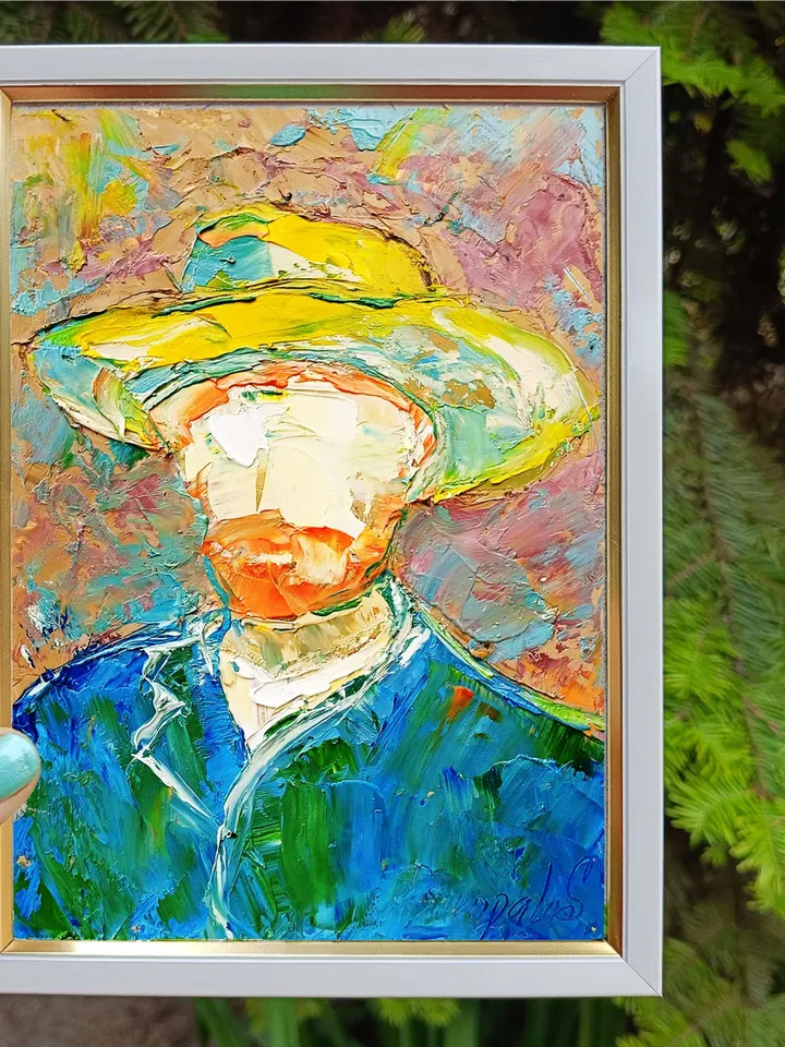 Man Painting Portrait Van Gogh Art Original Vincent Oil Paintings Abstract Portrait Copy Artist Self-Portraits Vincent Modern Surrealism Art