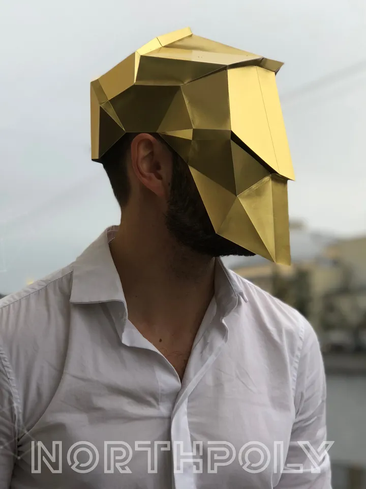 Papercraft Mask of the Future 2, Digital Template, PDF Download, Gurko, 3D Low Poly Animal Mask, DIY Origami, Pepakura, Paper Mask, Costume