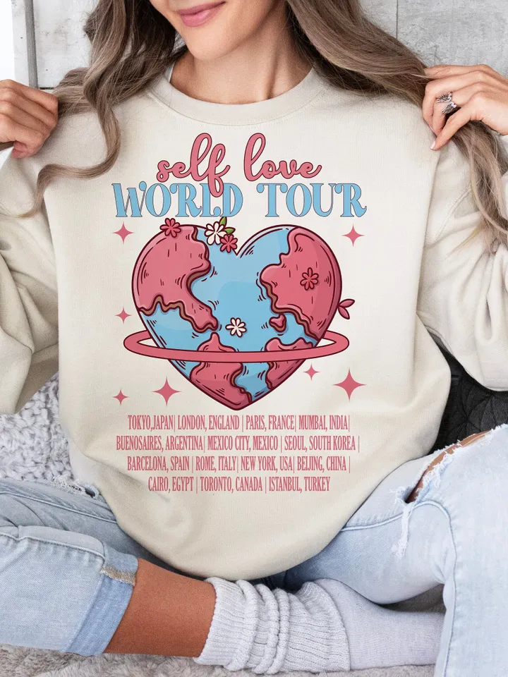 Self Love World Tour Png, Self Love Club PNG, Positive Valentine, Valentine Sublimation, Trendy png, Retro png, trendy vday shirt png