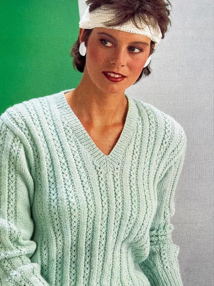 Sweater pattern, knitting pattern women ladies sweater, lace pattern sweater pdf instant download