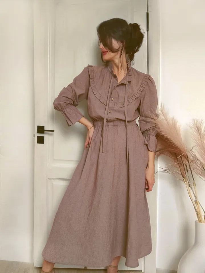 Maxi cotton spring summer women's dress/ Victorian inspired vintage style dress/ Cottagecore dress/ Long sleeves custom dress