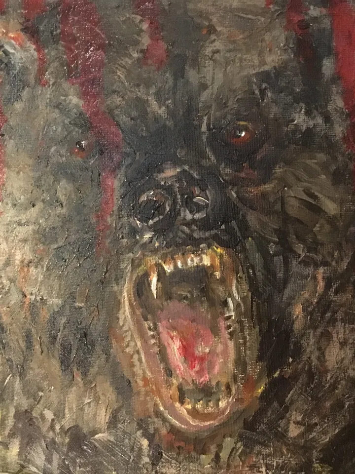 Angry bear,original acrylic and oil painting on canvas board,roaring bear painting,animals painting.