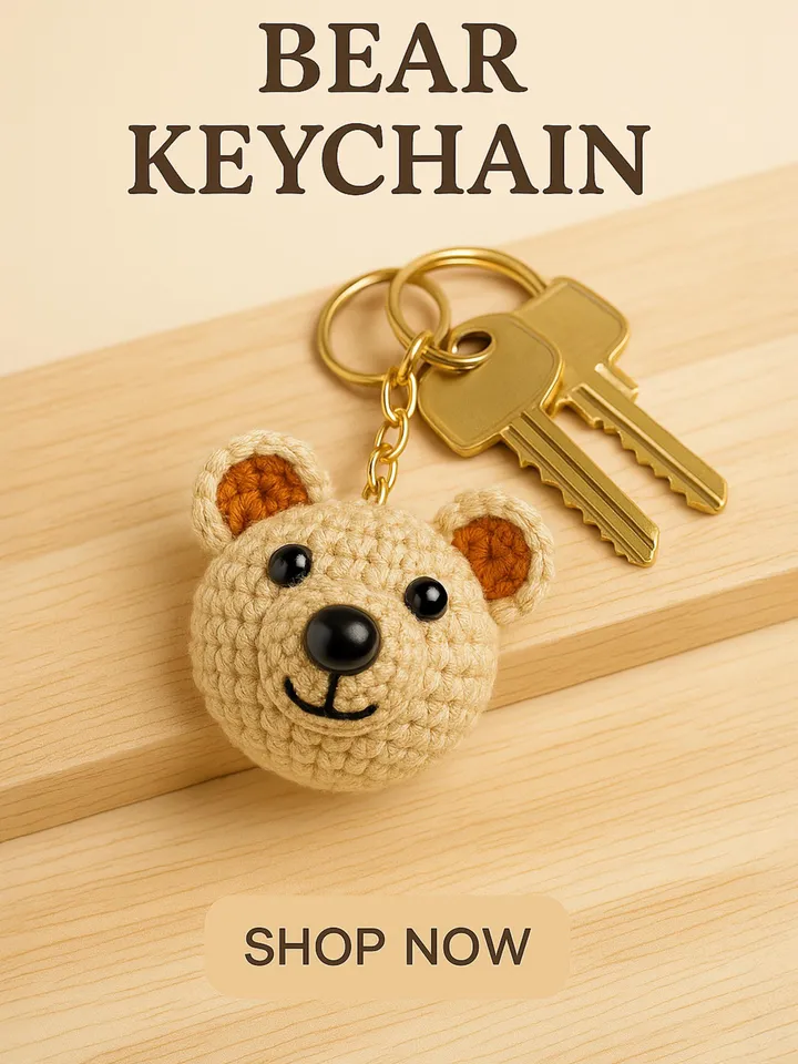 Mini Amigurumi Teddy Bear Keychain Pattern | Small Crochet Teddy Bear PDF | Cute Crochet Animal Gift for Kids
