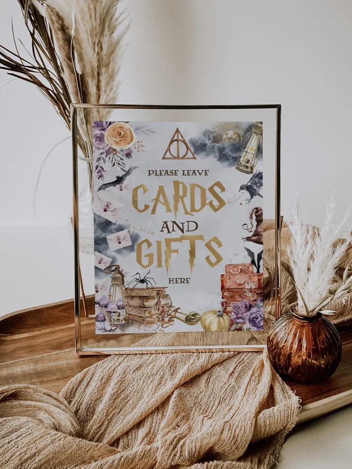 Books and Gifts sign; Wizard Baby Shower; Magic School Baby Shower template; Wizard Party templates; Instant Download; a1