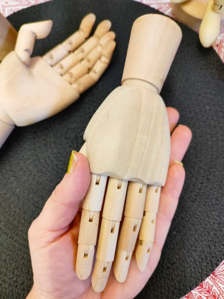 Artistic wooden mannequin 7" 18cm LEFT hand,artist model man 12",sketch mannequin,ring display,Rotating hand ornamentation,skeleton hand